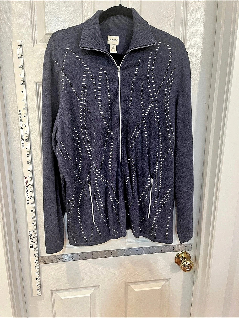 #Zenergy #Chicos  Zip Front Turtleneck knit  Blue Size 3/ plus size